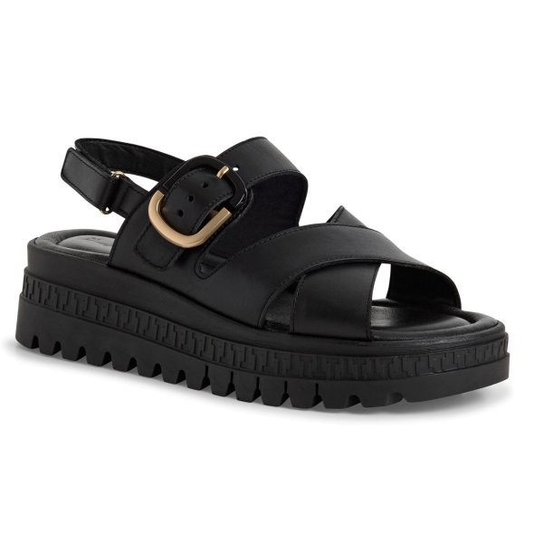 Tamaris Δερμάτινο Πέδιλο Flat 1-28704-44 003 Black Leather