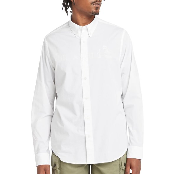 Timberland Ανδρικό Πουκάμισο Stretch Poplin A6GRH 100 Λευκό