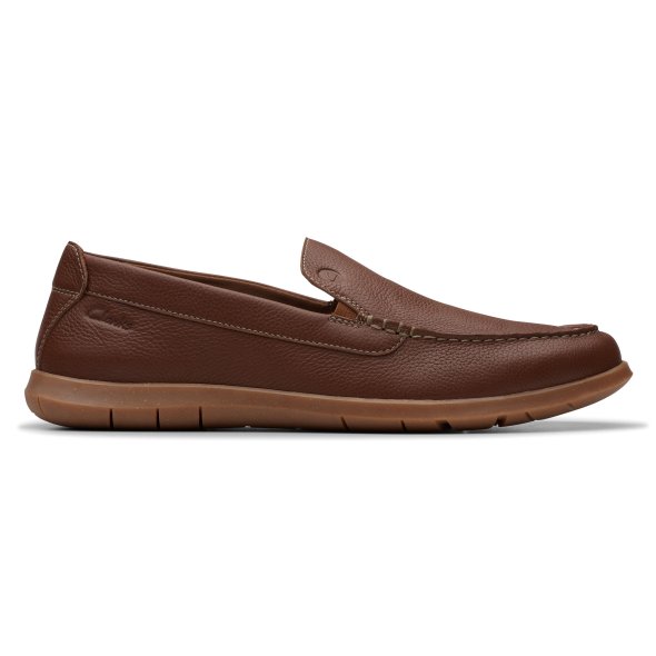 Clarks Ανδρικό Δερμάτινο Loafer Flexway Step 26176954 Καφέ