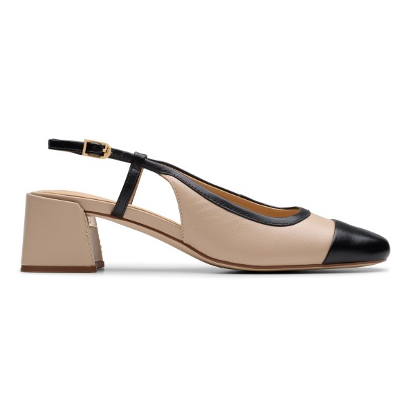 Clarks Δερμάτινο Πέδιλο Nyta45 Sling 26181321 Nude/Black