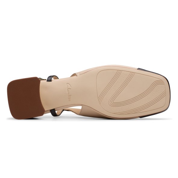 Clarks Δερμάτινο Πέδιλο Nyta45 Sling 26181321 Nude/Black