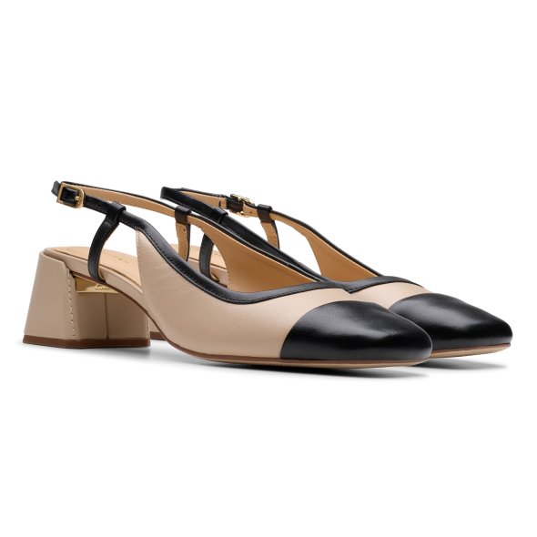Clarks Δερμάτινο Πέδιλο Nyta45 Sling 26181321 Nude/Black