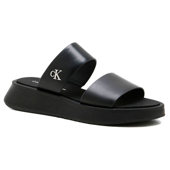 Calvin Klein Δερμάτινη Παντόφλα YW0YW01694 0GJ Μαύρο
