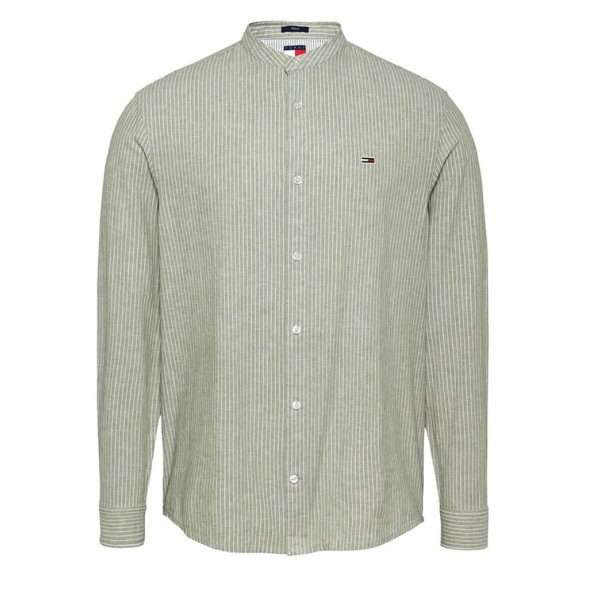 Tommy Hilfiger Ανδρικό Πουκάμισο Linen Stripes DM0DM20893 0CH Πράσινο