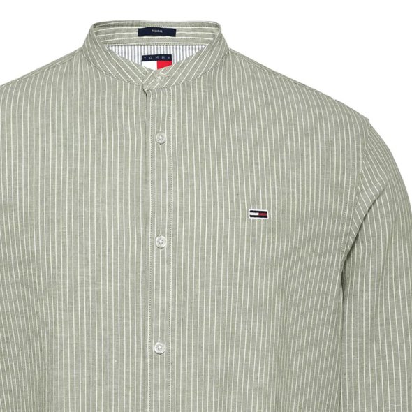 Tommy Hilfiger Ανδρικό Πουκάμισο Linen Stripes DM0DM20893 0CH Πράσινο