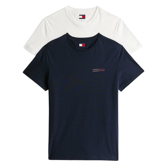 Tommy Hilfiger Σετ 2 Ανδρικά T-Shirt DM0DM21344 0XX Εκρού/Μπλε