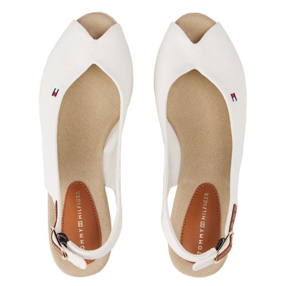 Tommy Hilfiger Flag Mid Wedge Espadrille FW0FW08595 YBL Λευκό