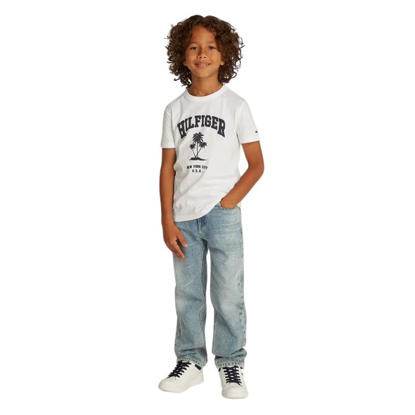Tommy Hilfiger Παιδικό T-Shirt Για Αγόρια KB0KB09649 YBR Λευκό