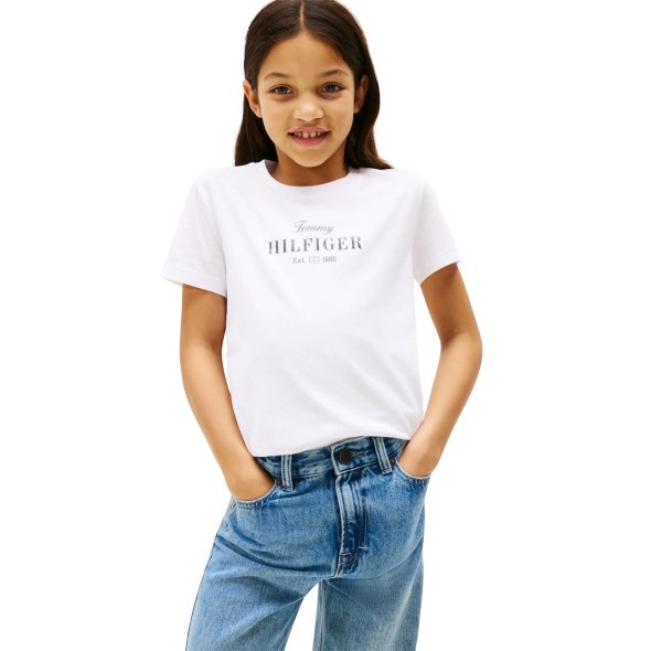 Tommy Hilfiger Παιδικό T-Shirt Για Κορίτσια KG0KG08524 YBR Λευκό