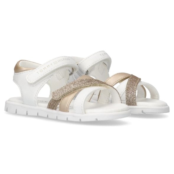 Hilfiger Παιδικό Πέδιλο Για Κορίτσια T1A2-33770-0273s X068 Λευκό/Χρυσό