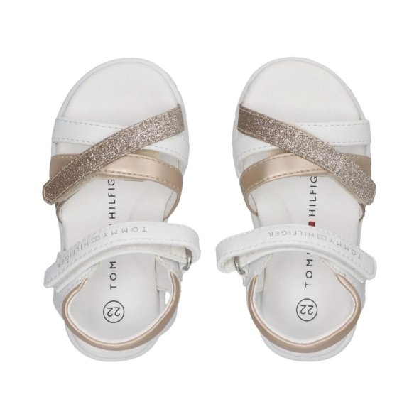 Hilfiger Παιδικό Πέδιλο Για Κορίτσια T1A2-33770-0273s X068 Λευκό/Χρυσό