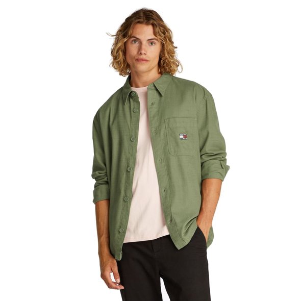 Tommy Hilfiger Ανδρικό Πουκάμισο Oversized Cotton Slub DM0DM20874 MR6 Πράσινο