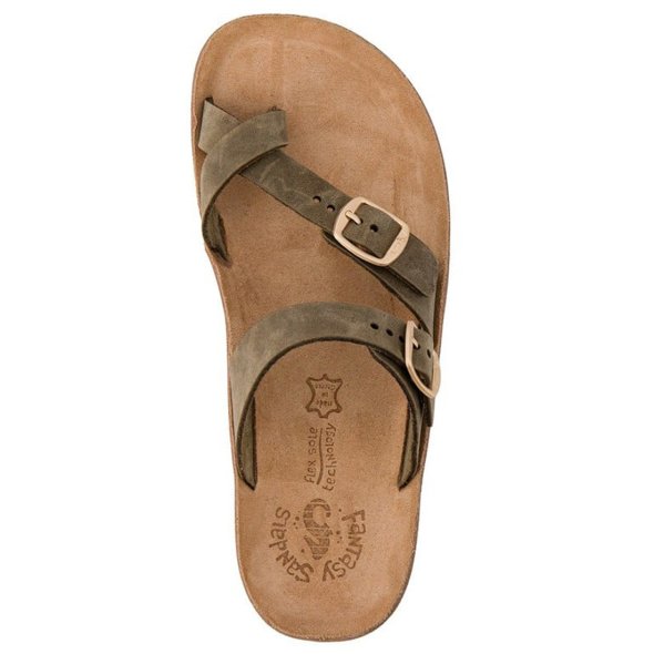 Fantasy Sandals Δερμάτινη Παντόφλα Caterina S346 Kaky