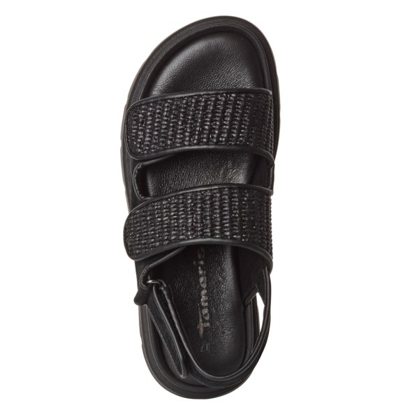 Tamaris Δερμάτινο Πέδιλο Flat 1-28234-44 098 Black Comb