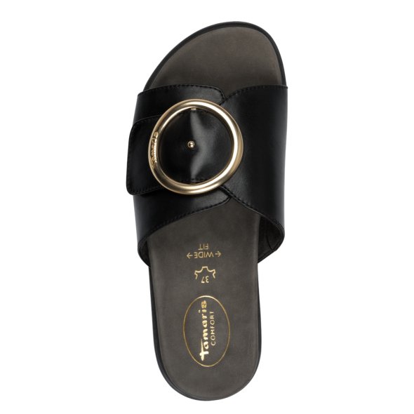 Tamaris Comfort Δερμάτινη Παντόφλα 8-87106-42 022 Black Nappa