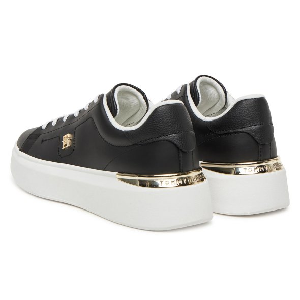Tommy Hilfiger Γυναικείο Δερμάτινο Sneaker FW0FW08631 BDS Μαύρο