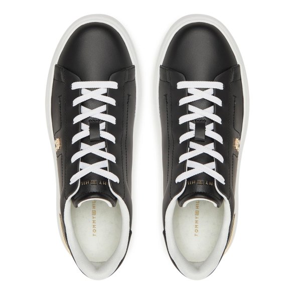 Tommy Hilfiger Γυναικείο Δερμάτινο Sneaker FW0FW08631 BDS Μαύρο