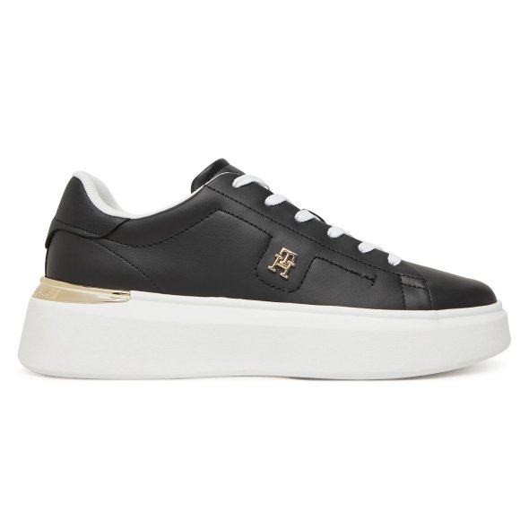 Tommy Hilfiger Γυναικείο Δερμάτινο Sneaker FW0FW08631 BDS Μαύρο