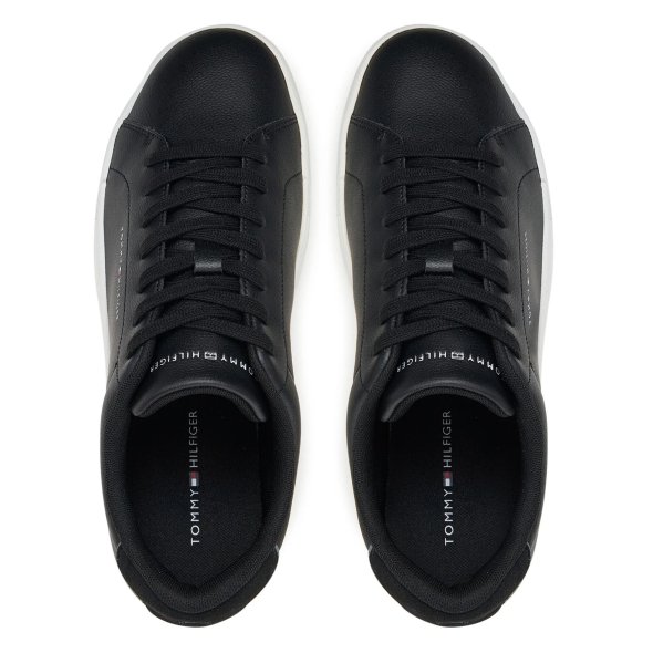 Tommy Hilfiger Ανδρικό Δερμάτινο Sneaker Th Court Lth Detail Ess FM0FM05367 BDS Μαύρο