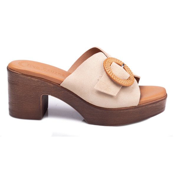 Eva Frutos Δερμάτινο Mule 5611 Μπεζ