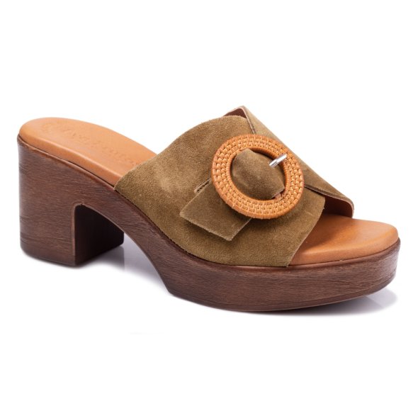Eva Frutos Δερμάτινο Mule 5611 Λαδί