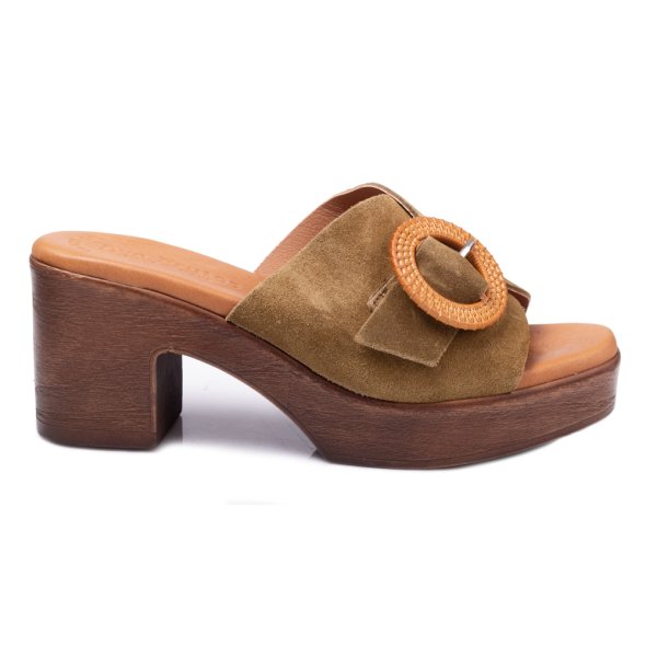 Eva Frutos Δερμάτινο Mule 5611 Λαδί