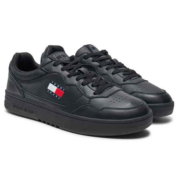 Tommy Hilfiger Ανδρικό Δερμάτινο Sneaker EM0EM01443 BDS Μαύρο