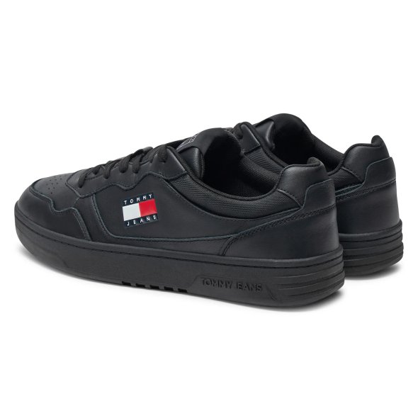 Tommy Hilfiger Ανδρικό Δερμάτινο Sneaker EM0EM01443 BDS Μαύρο