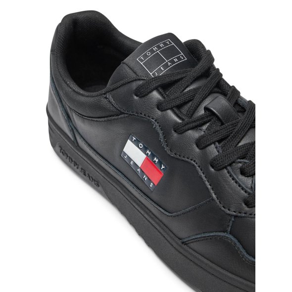 Tommy Hilfiger Ανδρικό Δερμάτινο Sneaker EM0EM01443 BDS Μαύρο