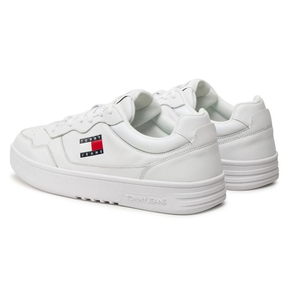 Tommy Hilfiger Ανδρικό Δερμάτινο Sneaker EM0EM01443 YBR Λευκό