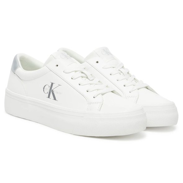 Calvin Klein Γυναικείο Δερμάτινο Sneaker YW0YW01877 02R Λευκό