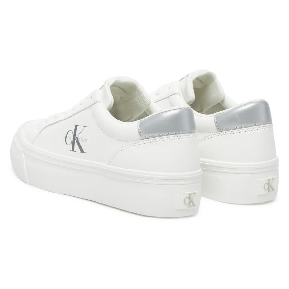 Calvin Klein Γυναικείο Δερμάτινο Sneaker YW0YW01877 02R Λευκό