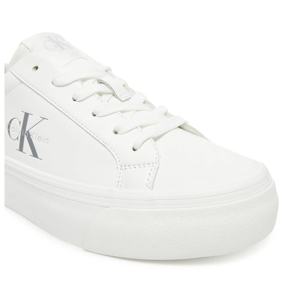 Calvin Klein Γυναικείο Δερμάτινο Sneaker YW0YW01877 02R Λευκό
