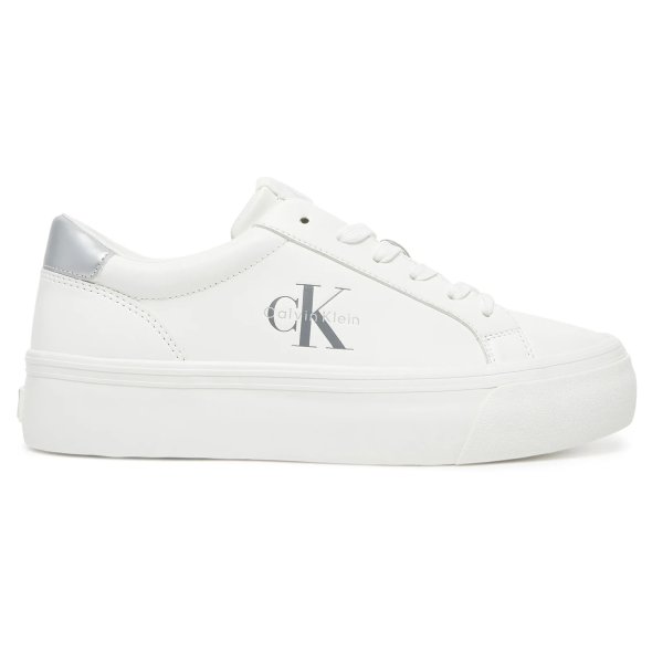 Calvin Klein Γυναικείο Δερμάτινο Sneaker YW0YW01877 02R Λευκό