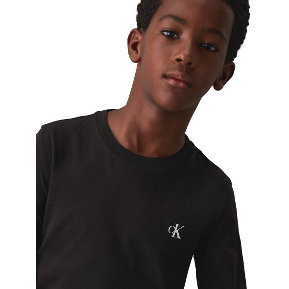 Calvin Klein Σετ 2 Τεμάχια Παιδικές Μπλούζες Για Αγόρια IB0IB02255 BEH Μαύρο/Λευκό