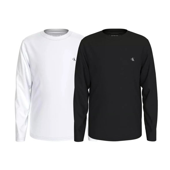Calvin Klein Σετ 2 Τεμάχια Παιδικές Μπλούζες Για Αγόρια IB0IB02255 BEH Μαύρο/Λευκό