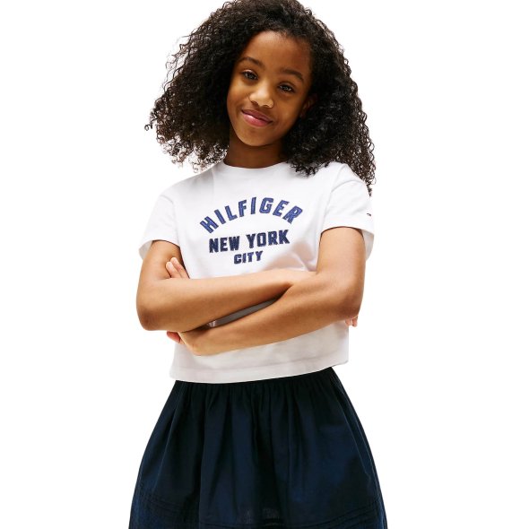 Tommy Hilfiger Παιδικό T-Shirt Για Κορίτσια KG0KG08635 YBR Λευκό