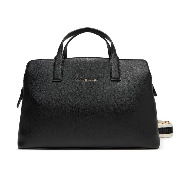 Tommy Hilfiger Γυναικεία Τσάντα Logotape Satchel AW0AW17634 BDS Μαύρο