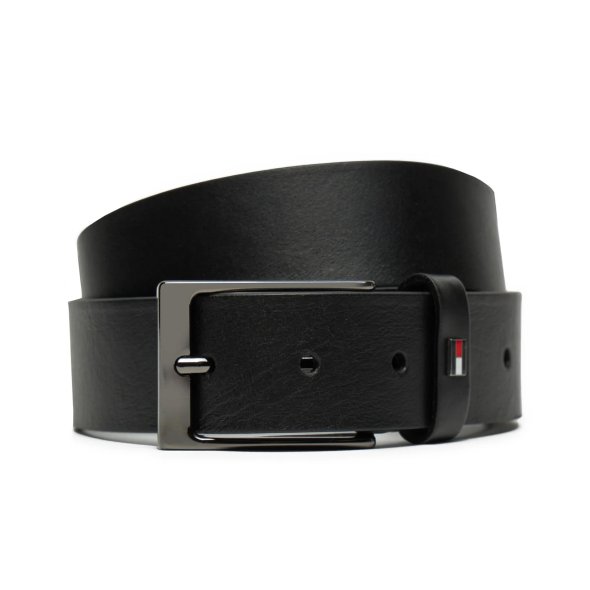 Tommy Hilfiger Ανδρική Δερμάτινη Ζώνη Layton 3.5mm AM0AM13016 BDS Μαύρο