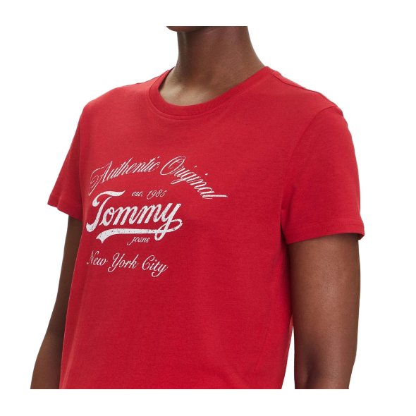 Tommy Hilfiger Γυναικείο T-Shirt DW0DW21404 XLE Κόκκινο