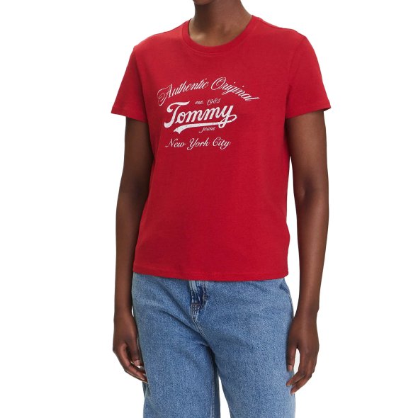 Tommy Hilfiger Γυναικείο T-Shirt DW0DW21404 XLE Κόκκινο