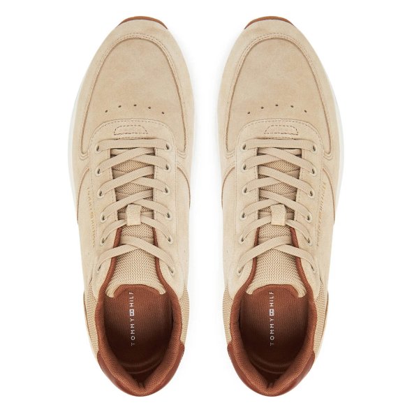 Tommy Hilfiger Ανδρικό Δερμάτινο Sneaker FM0FM05690 RBT Μπεζ