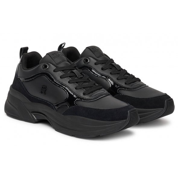 Tommy Hilfiger Γυναικείο Δερμάτινο Sneaker FW0FW08840 BDS Μαύρο