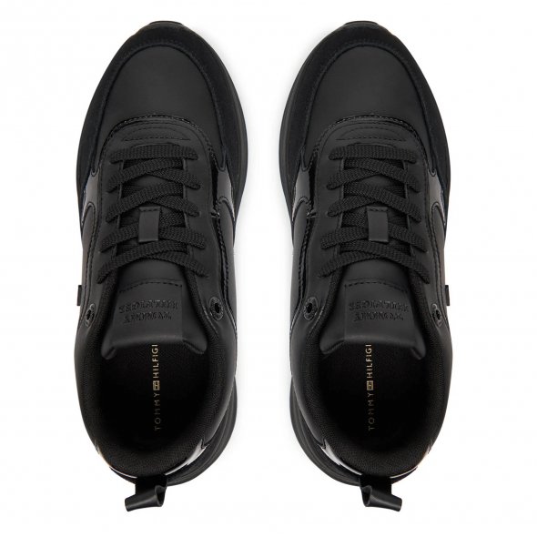 Tommy Hilfiger Γυναικείο Δερμάτινο Sneaker FW0FW08840 BDS Μαύρο