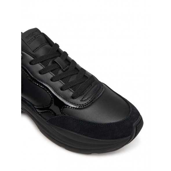 Tommy Hilfiger Γυναικείο Δερμάτινο Sneaker FW0FW08840 BDS Μαύρο