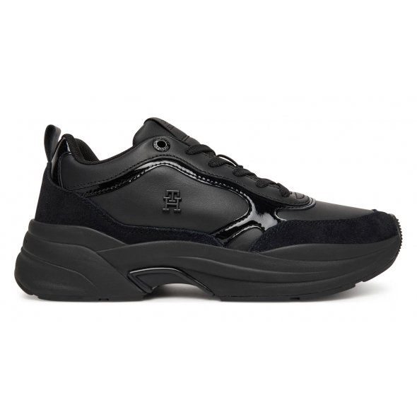 Tommy Hilfiger Γυναικείο Δερμάτινο Sneaker FW0FW08840 BDS Μαύρο