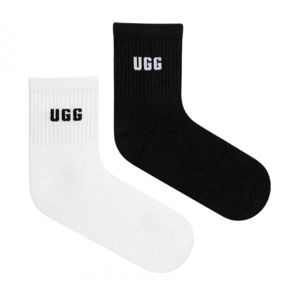 Ugg Γυναικείες Κάλτσες Logo Quarter 2 Pack 1171623 WBLC Λευκό/Μαύρο