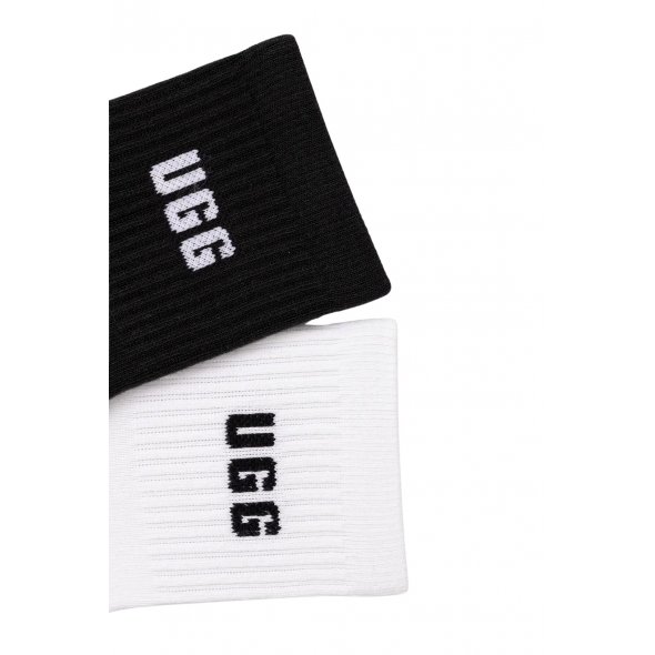 Ugg Γυναικείες Κάλτσες Logo Quarter 2 Pack 1171623 WBLC Λευκό/Μαύρο