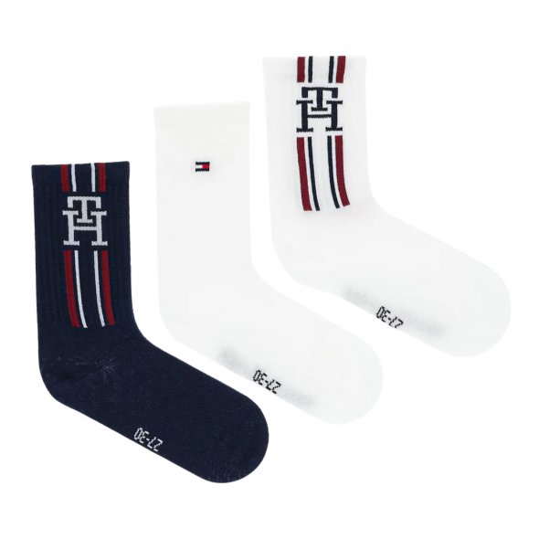 Tommy Hilfiger Σετ 3 Ζευγάρια Παιδικές Κάλτσες 701236331 001 Μπλε/Λευκό