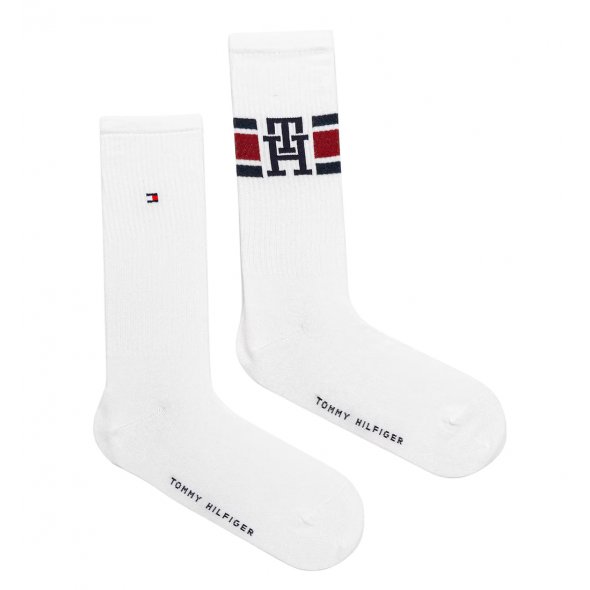 Tommy Hilfiger Σετ 2 Ζευγάρια Ψηλές Κάλτσες 701236320 001 Λευκό